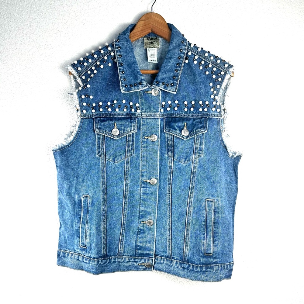 Vocal Pearl Denim Vest Sz L